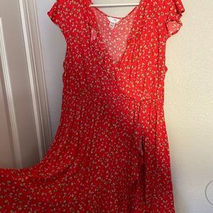 Cherry Red Dress with Ruffles